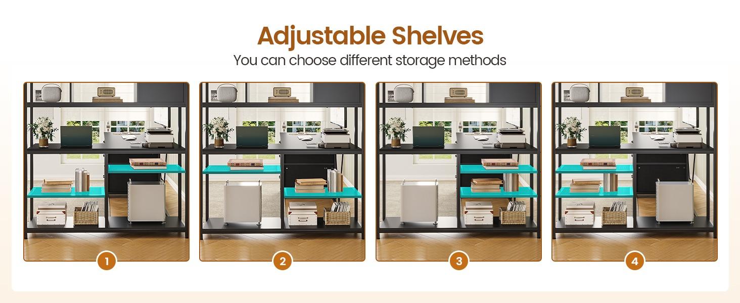 SEDETA L-Shape 58-Inch Desk with Drawers and with Storage Shelves and LED Lights for Home Office and Gaming, Furniture Ergonomic Tables Cabinets