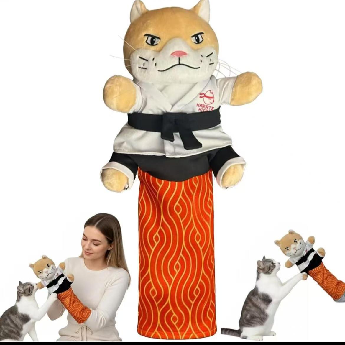 Cute Practical Cat Karate Kitty Puppet, Interactive Boxing Wrist Wrestling Toy, Fun Pet Plaything, Ideal Gift for Cats