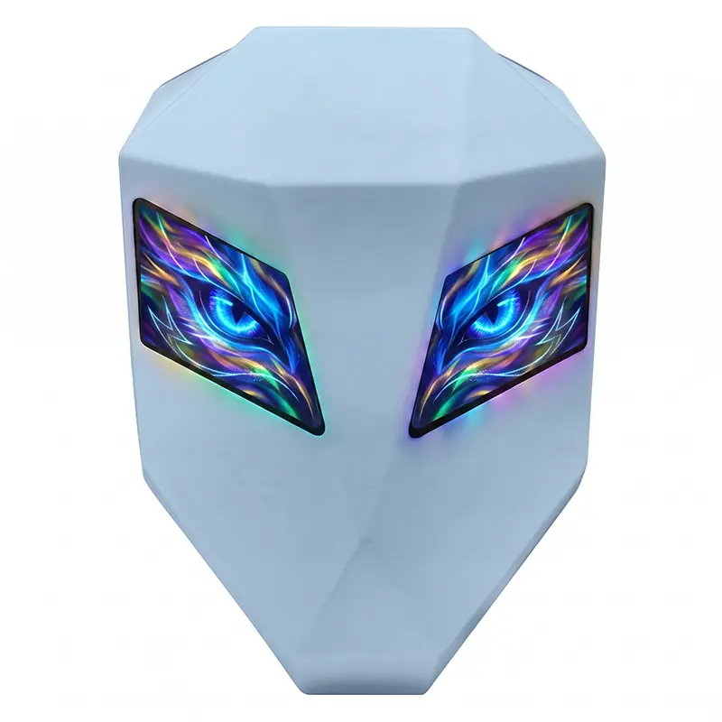 LED Knight Rucksack Backpack for Adults - DIY Pixel Art Graphic Screen, Mecha Enchantress Light Blue PVC Hard Shell, Expandable Smart Bag with Glowing Eyes, All Seasons Outdoor Biking Sports & Gym Bag (Power Bank Not Included)