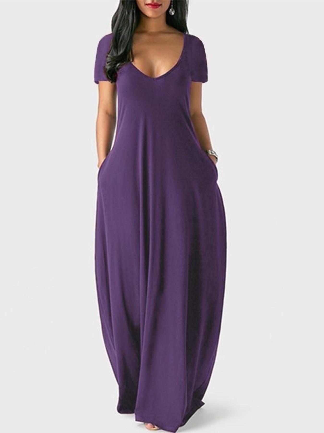 Women's Casual Simple Basic Loose Pocket Long Sleeve Dress, Comfortable and Stylish Design, Perfect for Daily Wear and Relaxing Moments, Casual Dresses