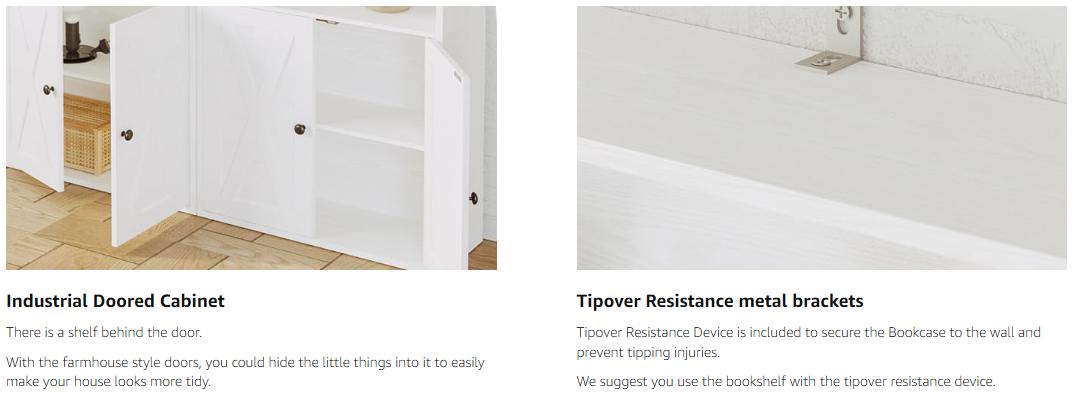 IRONCK Industrial Bookshelves and Bookcases with Doors 11.8 in Depth Floor Standing 5 Shelf Display Storage Shelves Bookcase Home Decor Furniture for Home, Office, Living Room, Bedroom