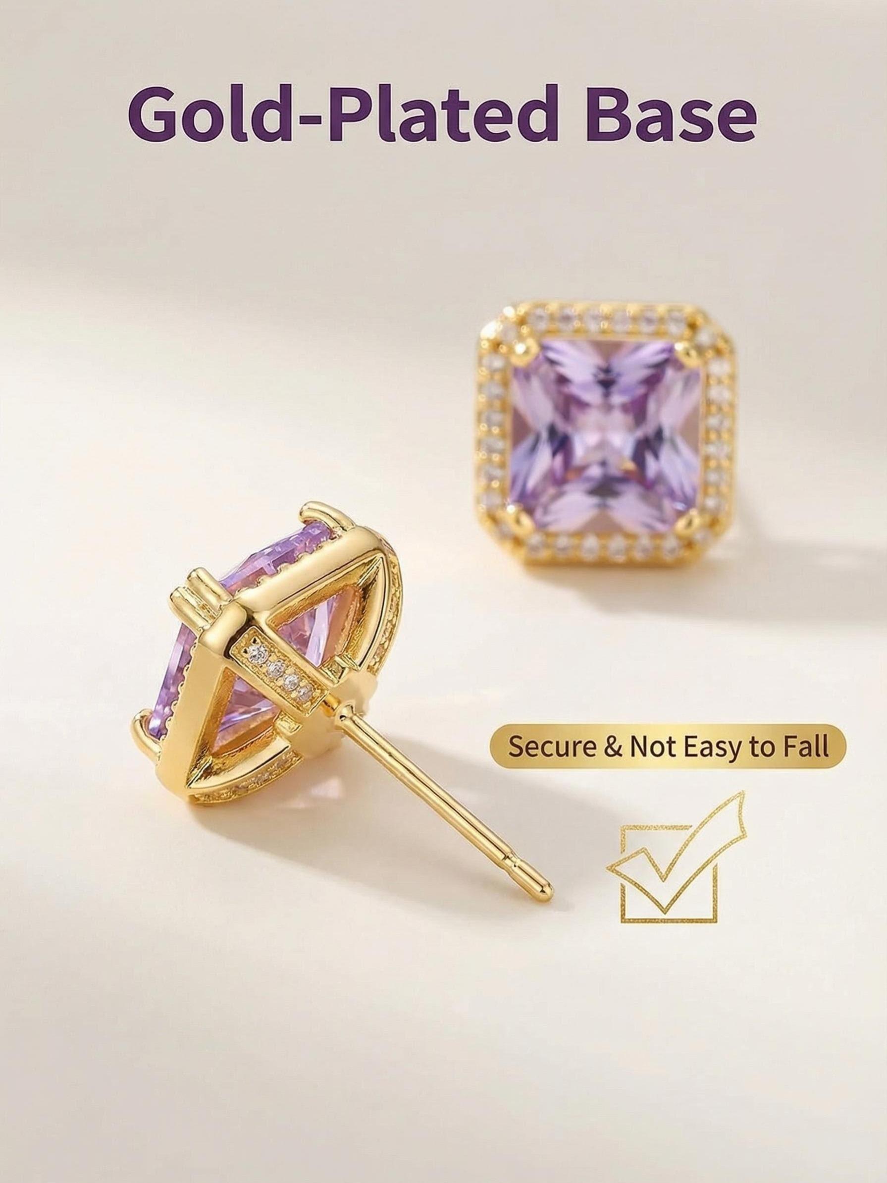 European and American High-End Square Earrings, Zircon Inlay, Light Luxury Full Diamond Ear Jewelry, Elegant and Stylish Accessories