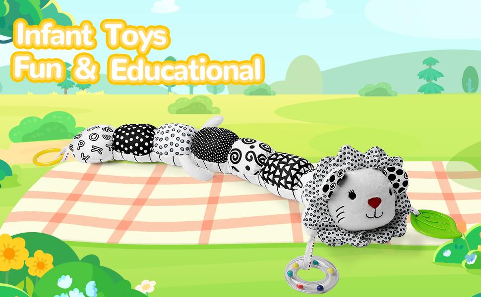 Dearlomum Newborn Baby Girl Gift Toys Infant Tummy Time Musical Stuffed Animal with Crinkle Rattle Textures Blue Crocodile Interactive Duck Shaped