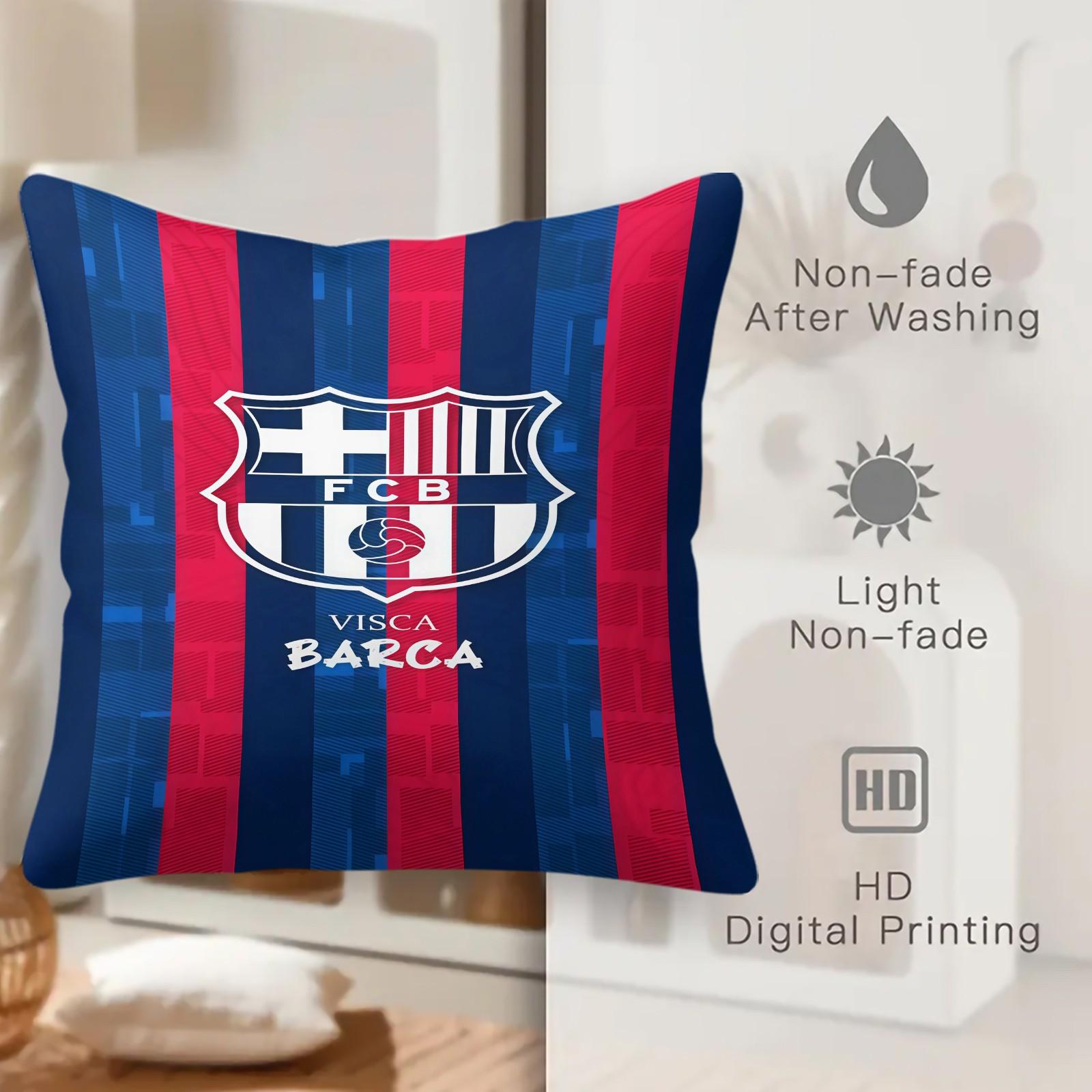 18x18 Inch Soccer Club Throw Pillow, Red Blue Striped Sport Team Decorative Cushion, Football Fan Sofa Bed Living Room Decor, Ideal Gift for Soccer Fans Teens Adults Men