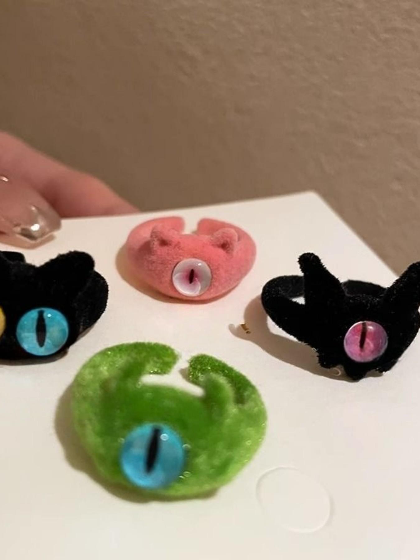New Large Eye Plush Ring for Women, Autumn Winter Cute Sweet Cool Unique Index Finger Ring, Fashionable and Stylish Jewelry
