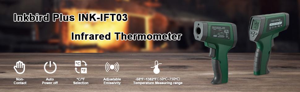 Inkbird infrared thermometer gun, 1 handheld digital thermometer gun, suitable for food, cooking, pizza ovens, kitchen utensils, Measuring Orange