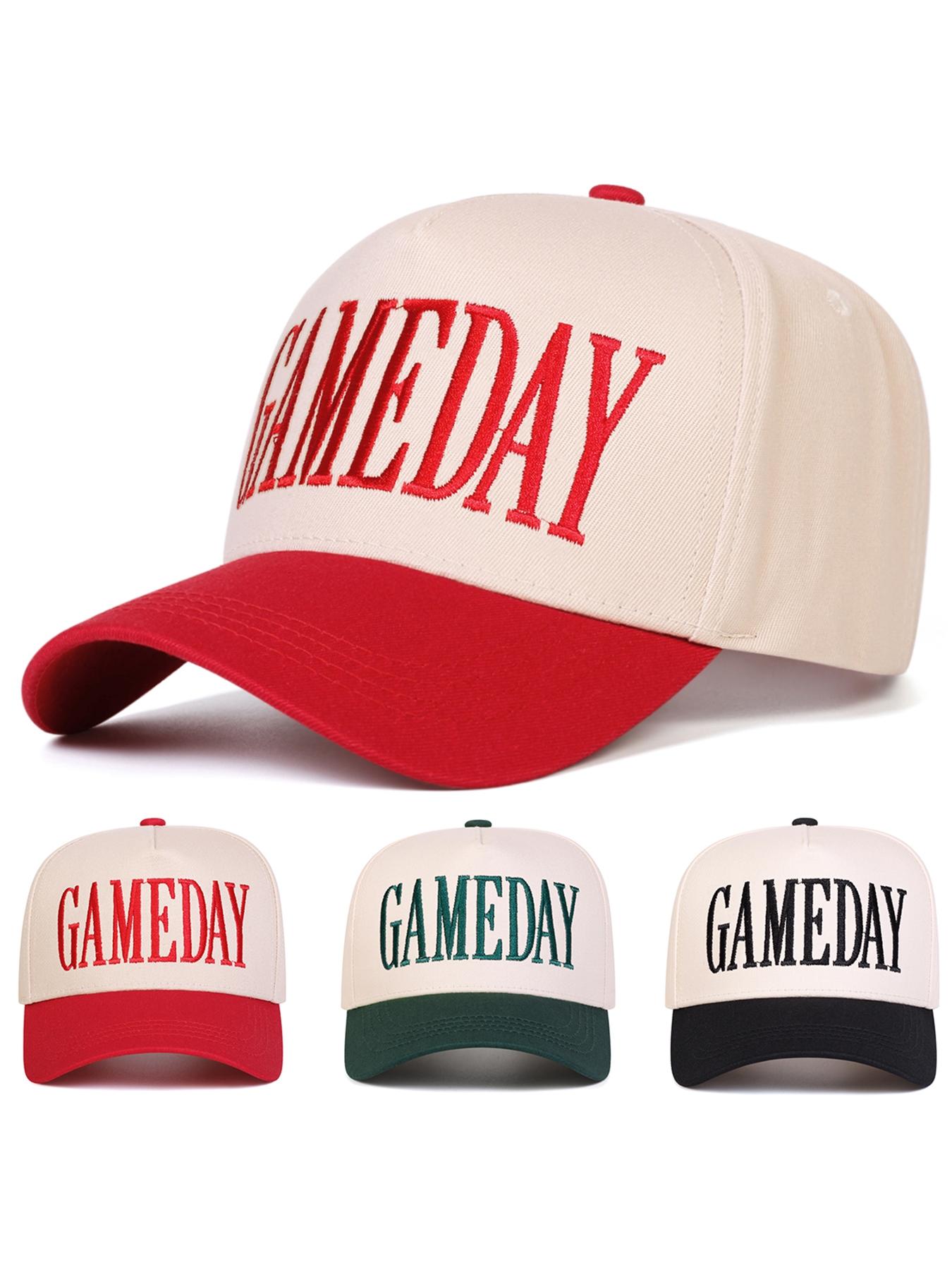 Unisex Gameday Embroidered Artistic Baseball Cap, Adjustable Sun Protection Hat for Spring & Fall, Casual Outdoor Travel Beach Vacation Wear