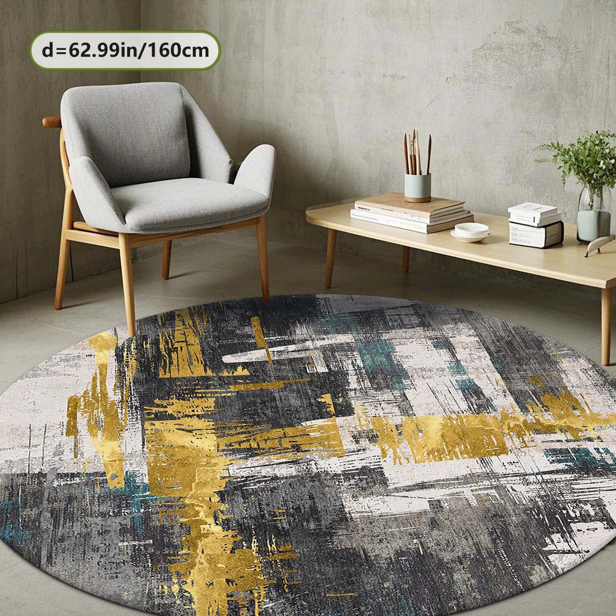 Abstract Pattern Round Rug, Modern Abstract Rug, Non-slip Soft Floor Mat, Decorative Carpet for Home Living Room Bedroom Hotel Coffee Shop