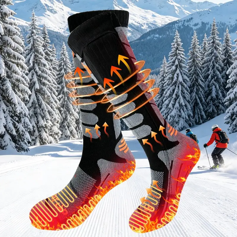 Men & Women Heated Socks, Sizes Available, 5V 5000mAh Battery, 360° Toe Heating Thermal Socks, 4 Temperature Settings, for Skiing, Winter Camping & Hiking