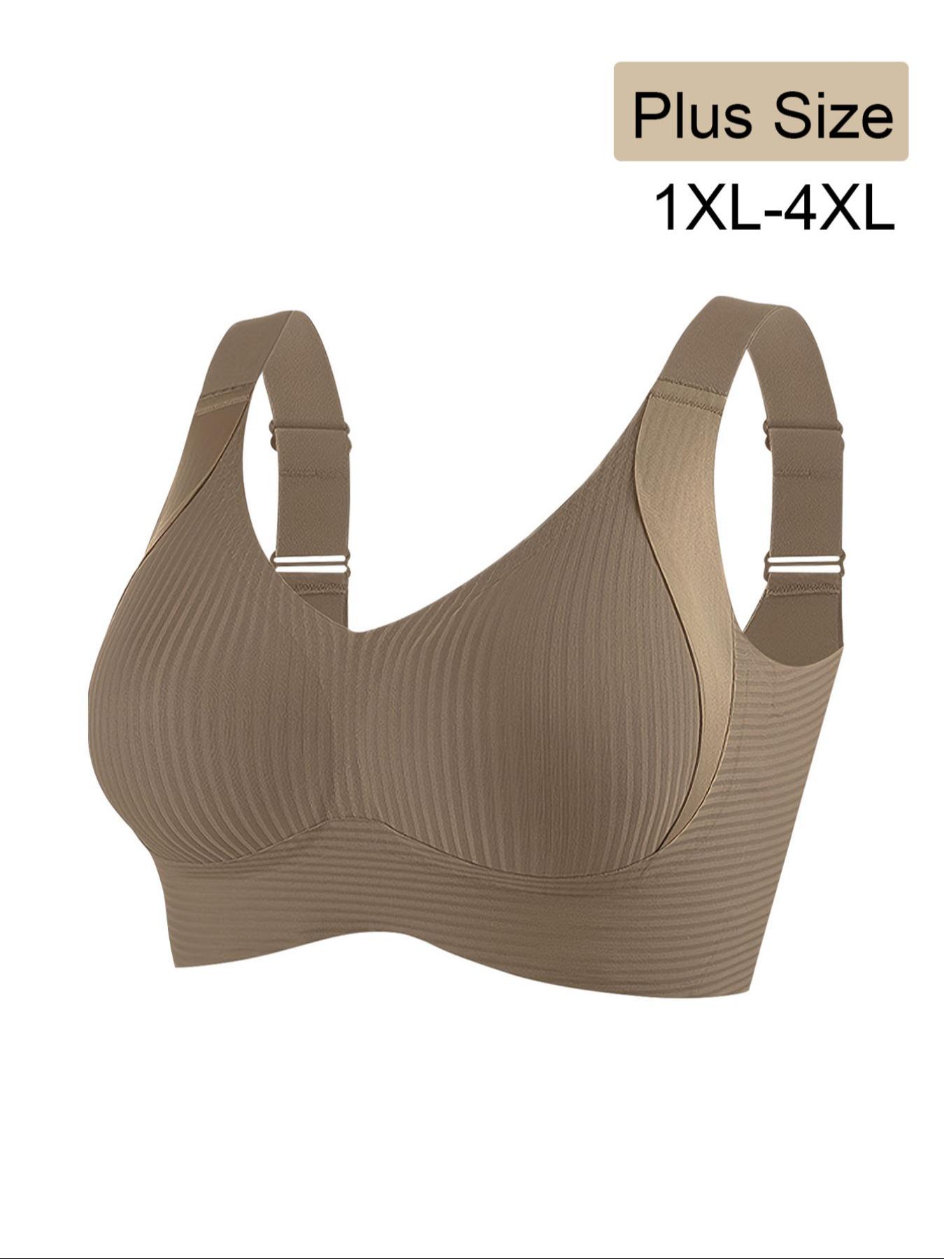 Women's Plus Size Seamless Underwire Bra, Lift & Support, Full Back Coverage, Light Thin Lining, Casual Daily Wear, Fitness Yoga Workout, Workout Ribbed, Yoga Activewear