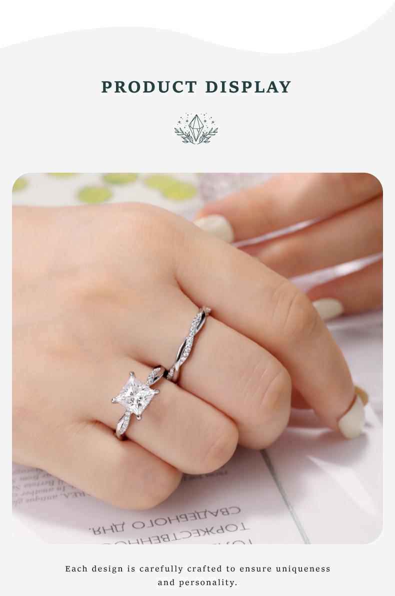 Moi Mart 2CT Princess Cut Synthetic Moissanite ring, Perfect gift for Anniversary, Wedding Band in s925 sterling silver Stackable ring jewelry