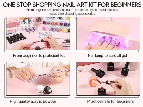 Morovan Blossom Acrylic Nail Kit with U V Lamp Blossom Series Acrylic Nail Set with Everything Professional Gel Polish Kit with Glitter Acrylic Powder Complete Starter Kit Acrylic Nail Supplies