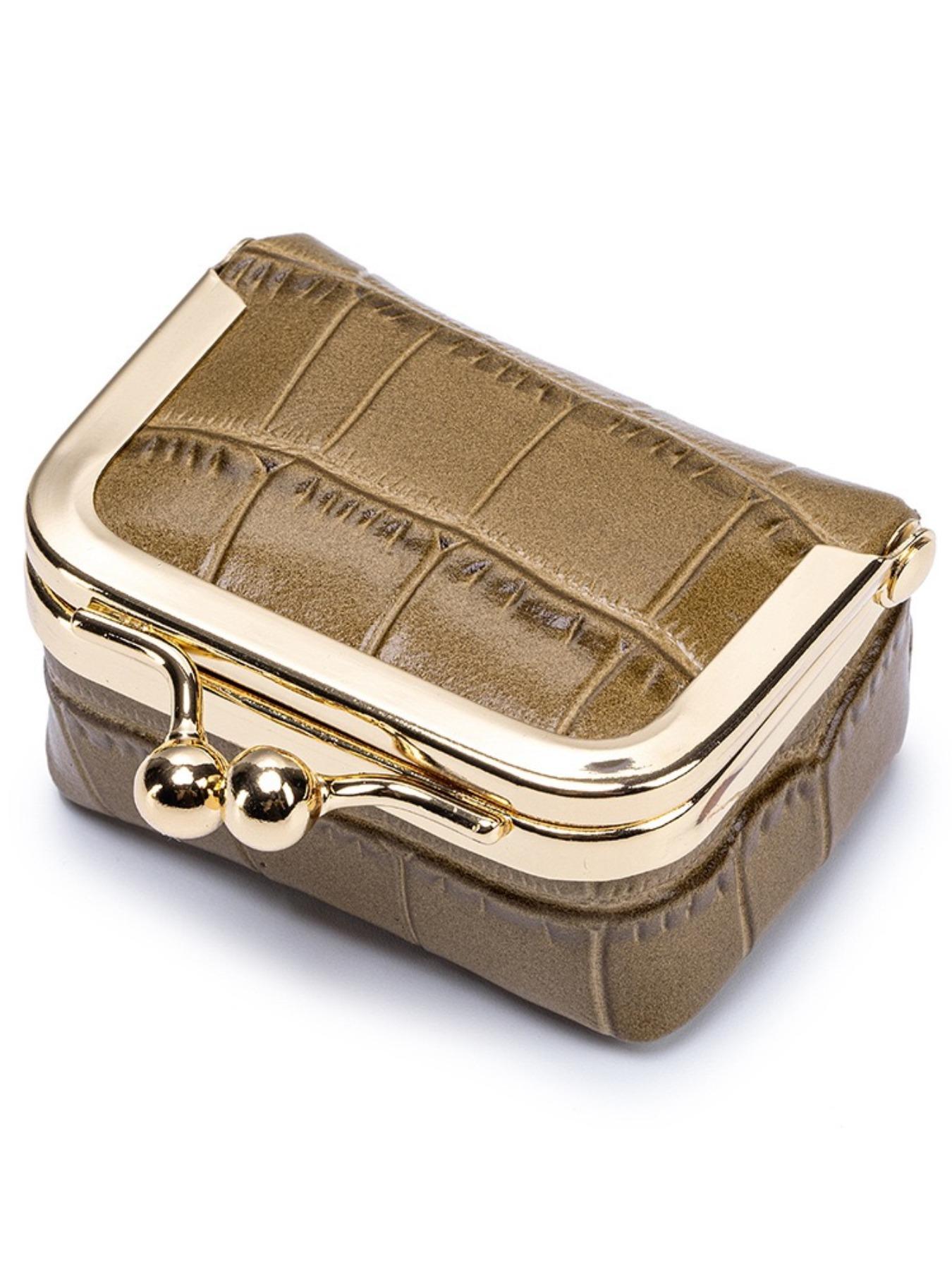 Mini Alligator Pattern Lock，top-grain leather  Jewelry Box, Multi-Functional Portable Coin Purse/earphone Storage Bag, Retro Cute Design