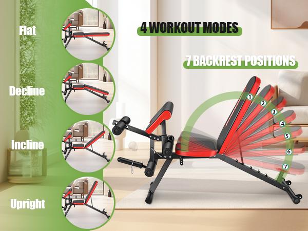 OPPSDECOR Adjustable Weight Bench,800lbs Workout Bench Press for Home Gym,Incline Decline Sit up Workout Equipment, Leg Extension for Full Body Strength Training