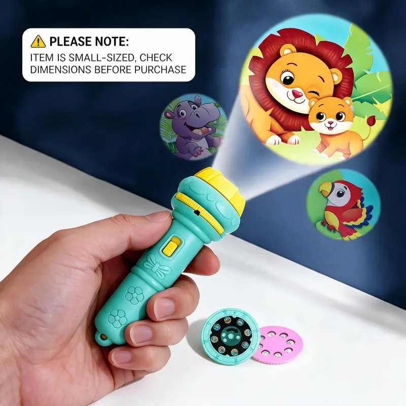 Star Projector Toy with 10 Slides, 1-Count Portable Animal Flashlight Projection Storyteller Toy, Early-Education Projection Light for Kids and Visual Learning Tool