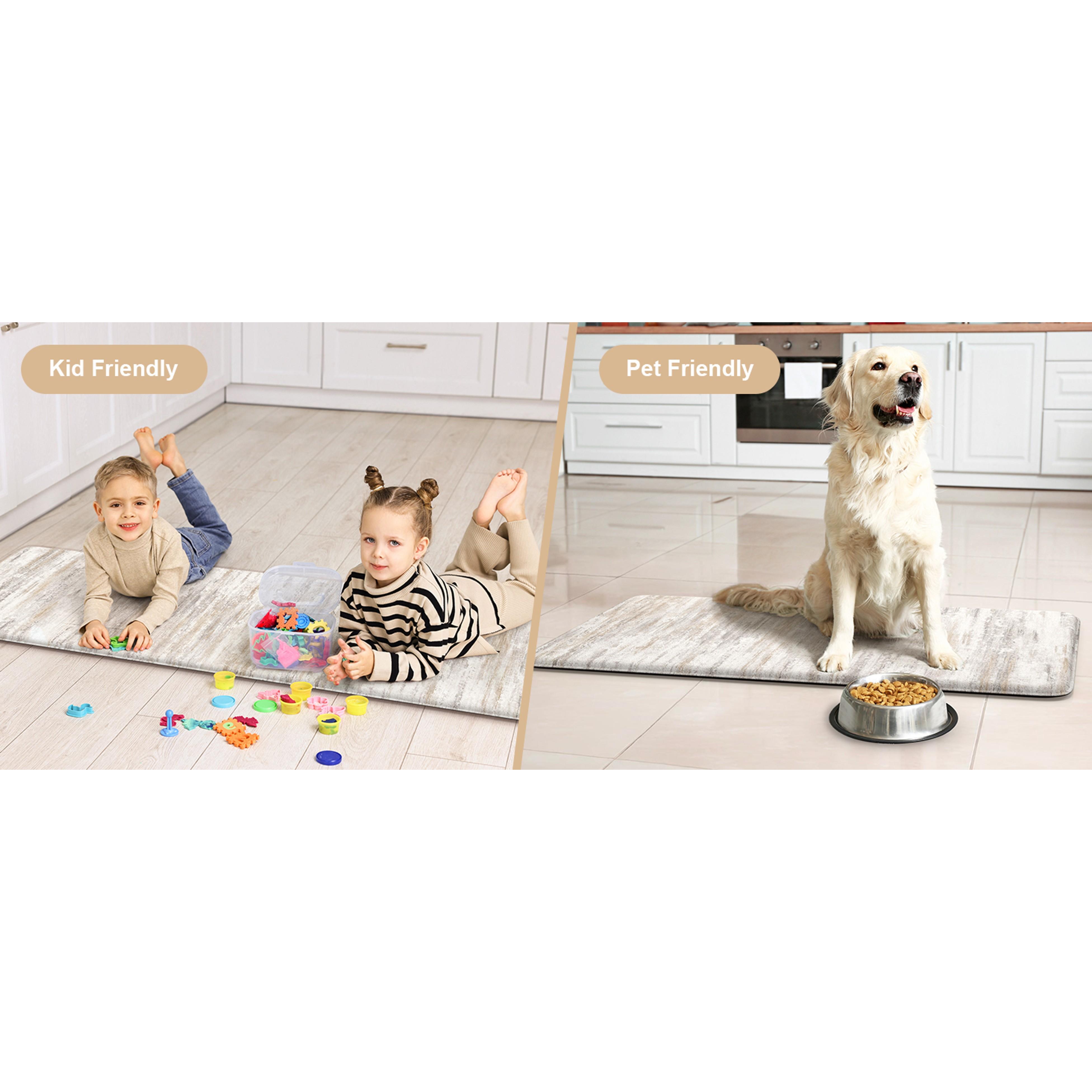 Anti Fatigue Kitchen Mats for Floor 2 Piece, Cushioned Abstract Kitchen Rugs,Memory Foam Kitchen Floor Mats, Standing Desk Mats for Laundry, Office, Sink Light Brown Multi 17"x47"+17"x29"