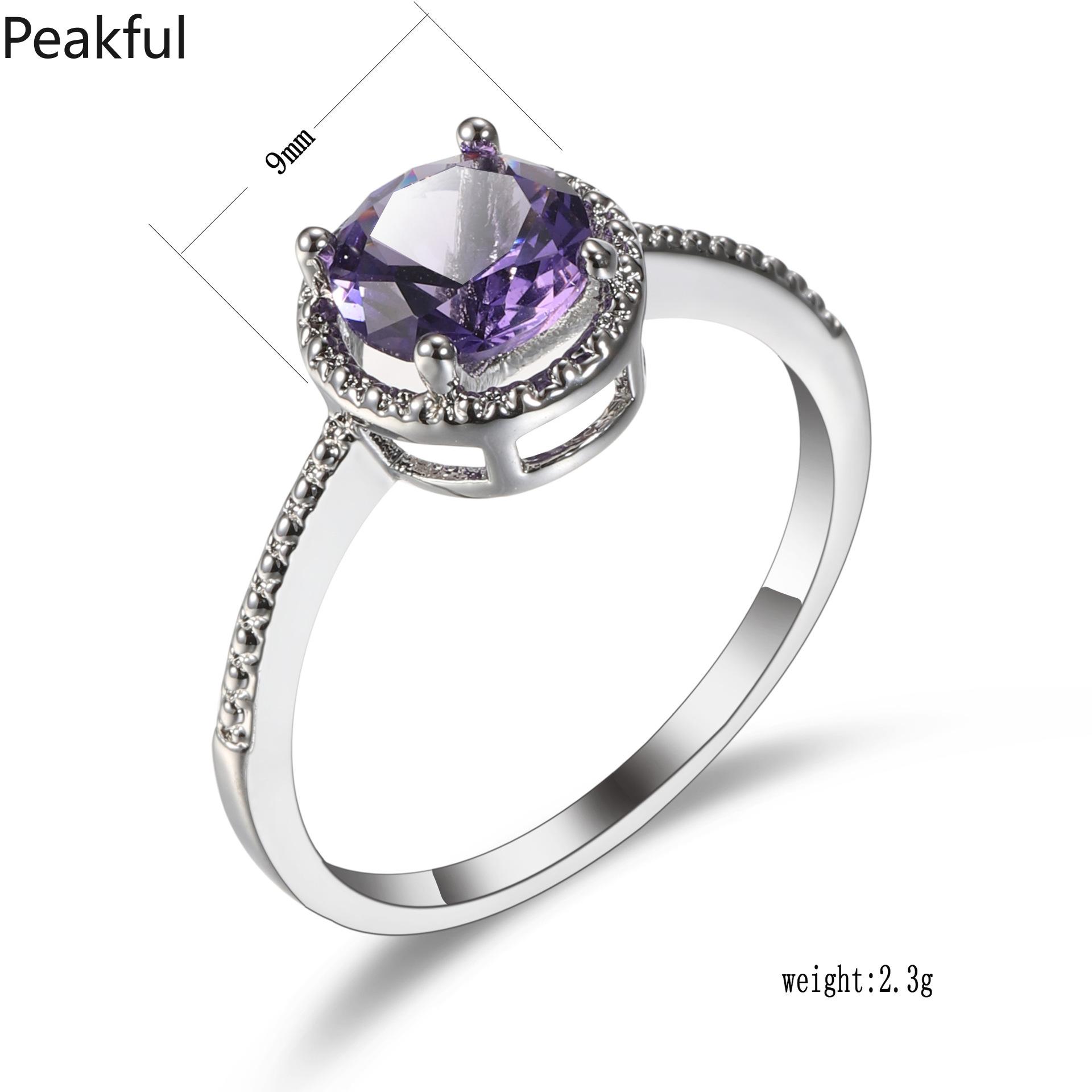 Elegant Amethyst Solitaire Statement Ring, Silver Plated Purple CZ Promise Band for Women, Classic Teardrop & Emerald Cut Designs, comfortable lightweight fit, great for everyday glamour, parties, anniversary gifts and formal styling