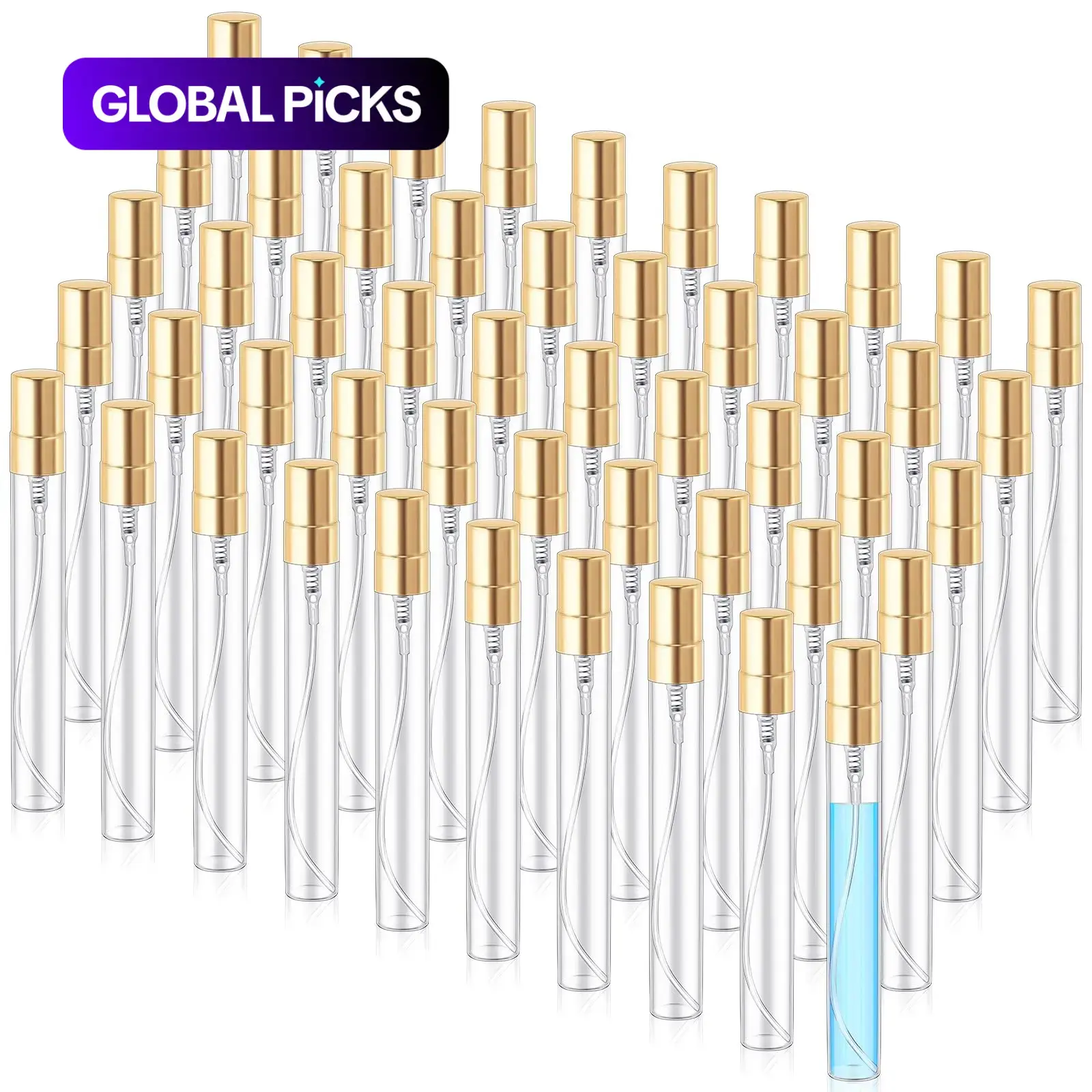 10ml Golden Mini Spray Bottles with Nozzle, 50pcs Portable Travel Refillable Perfume Bottles, Empty Spray Bottles for Essential Oils, Perfumes and, Makeup Accessories, Cosmetics Tools, Perfume Atomizer Travel #GLOBAL PICKS