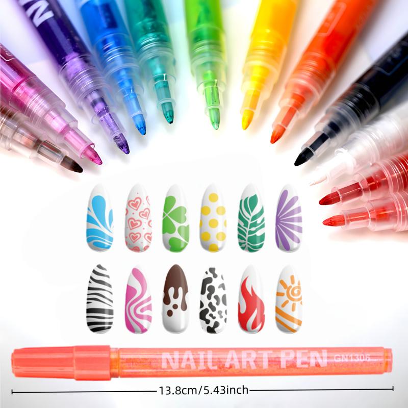 12/24/31 Colors Nail Art Pens Set, Nail Art Markers Polish Pen for 3D Nail Art, Drawing Painting Liner Brush for DIY Nail Art Beauty Adorn Manicure Tools