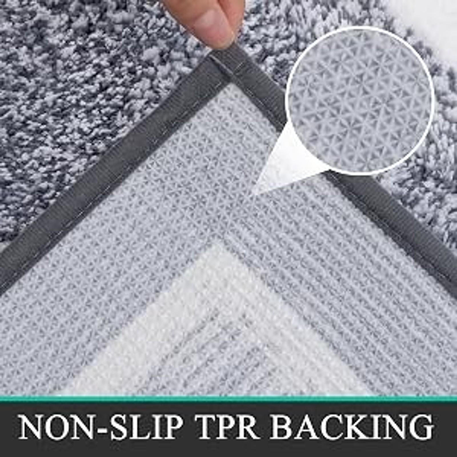 3 Piece Non Slip Washable Bathroom Rugs Set, Plush Absorbent Microfiber Bath Mat Shower Rug Runner, Quick Dry Super Soft U Shaped Toilet Mat Floor Carpet, Dark Grey