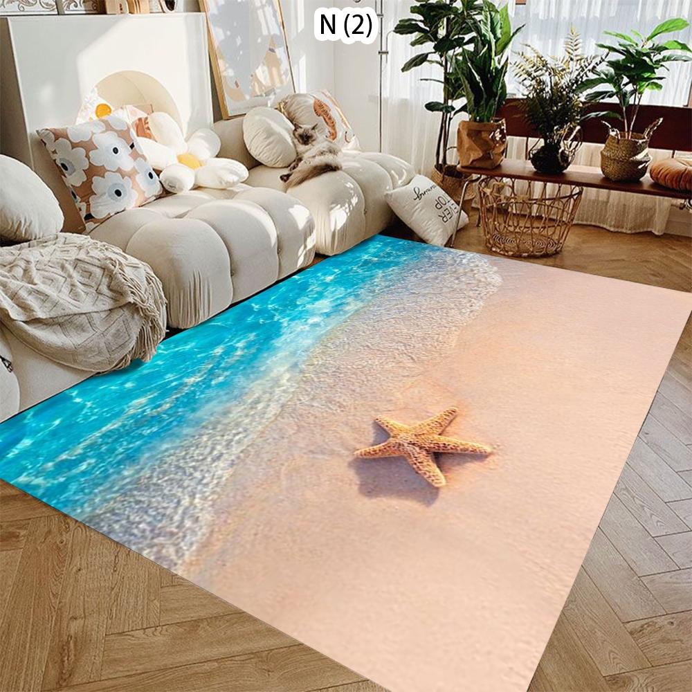 2D Beach Starfish Flannel Area Rug - Realistic Ocean Sandy Shore Print Soft Mat for Living Room & Bedroom, Non-Slip Coastal Home Decor #BeachStarfishRug #OceanSandyMat #CoastalHomeDecor #2DSeasideCarpet #NonSlipFlannelRug