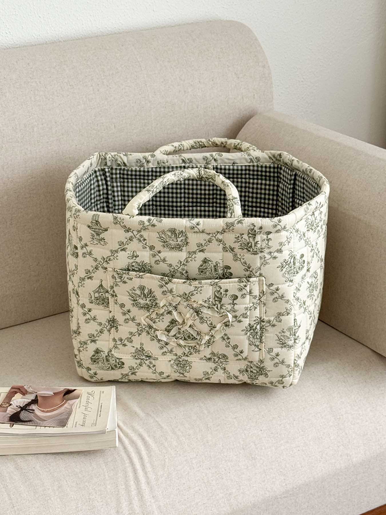 Elegant Home Storage Bag OrganizerMultipurpose Foldable Basket for Clutter Organization,Perfect for Living Room & Bedroom Use, Carrying Caddy, Portable Storage Basket
