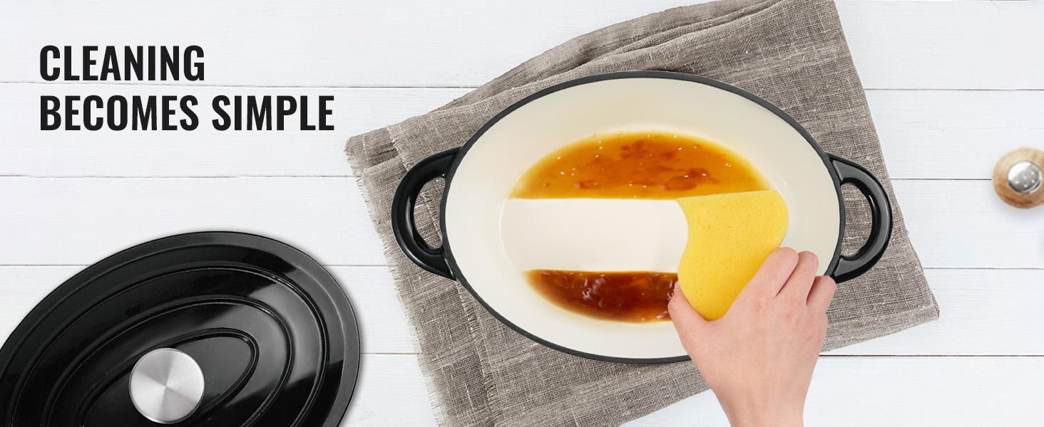 Kerilyn 4.5 QT Enameled Oval Dutch Oven Pot with Lid and Dual Handles, Cast Iron Dutch Oven for Cooking, Bread Baking, Non-stick Enamel Coated Cookware