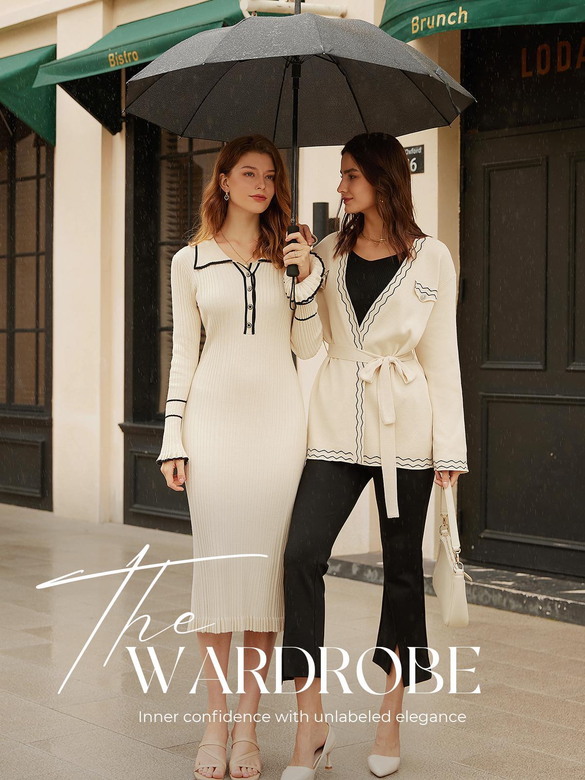 GRACE KARIN Women's Long Sleeve Sweater Dress Elegant Slim Fit V Neck Bodycon Pencil Knit Dress GRACE KARIN Women's Long Sleeve Sweater Dress Elegant Slim Fit V Neck Bodycon Pencil Knit Dress