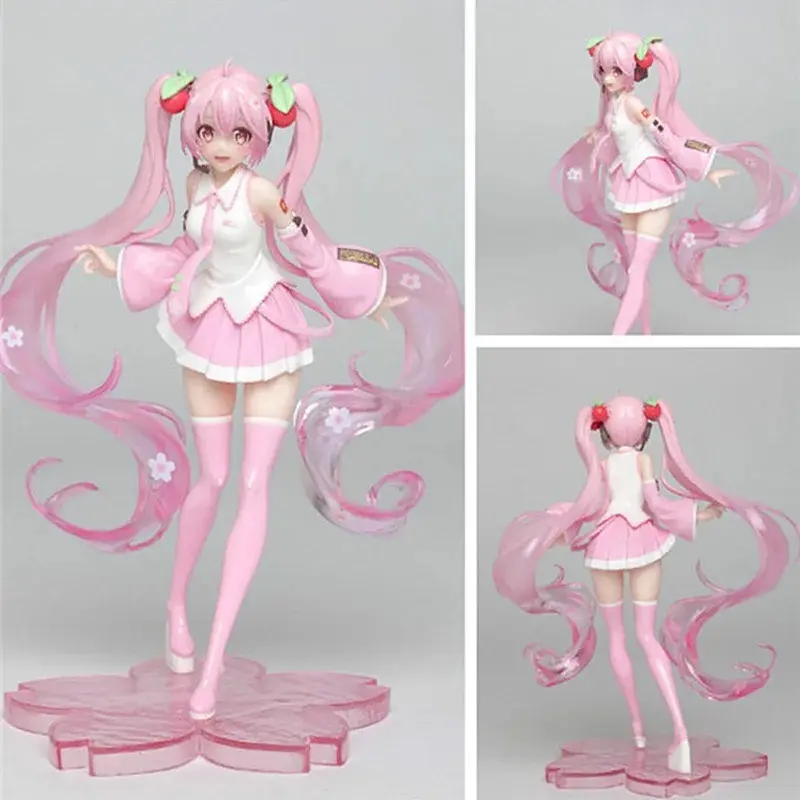 18cm Miku Kawaii Pink Sakura Anime PVC Model Toy Desktop Decorative Ornaments Doll Collection Action Figure Gift