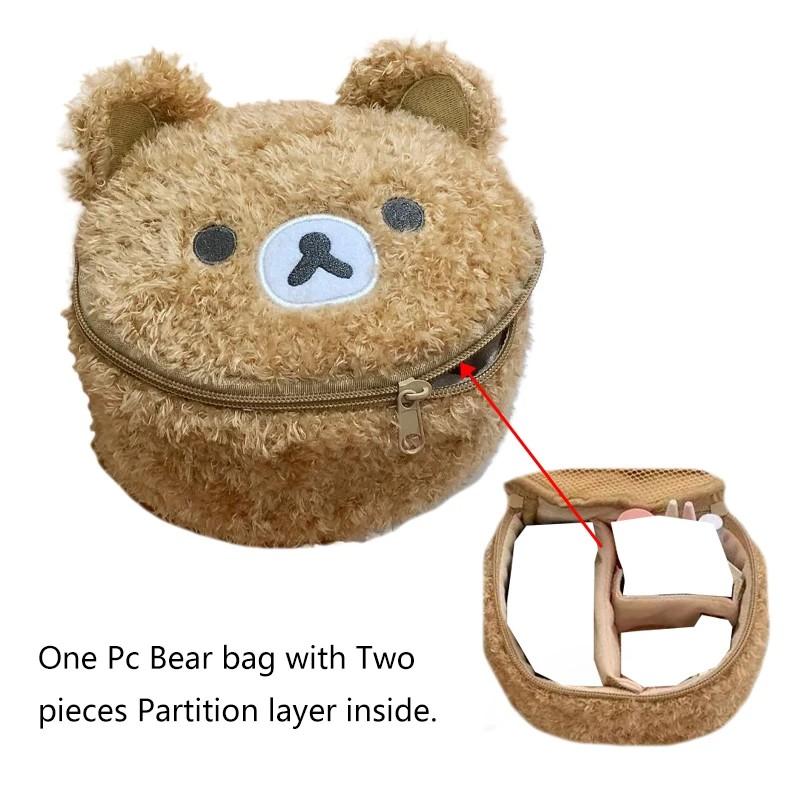 Cute Bear Plush Bag, Makeup Pouch, Portable Large Capacity Washbag, Instant Camera Storage Bag, Ccdcamera Organizer