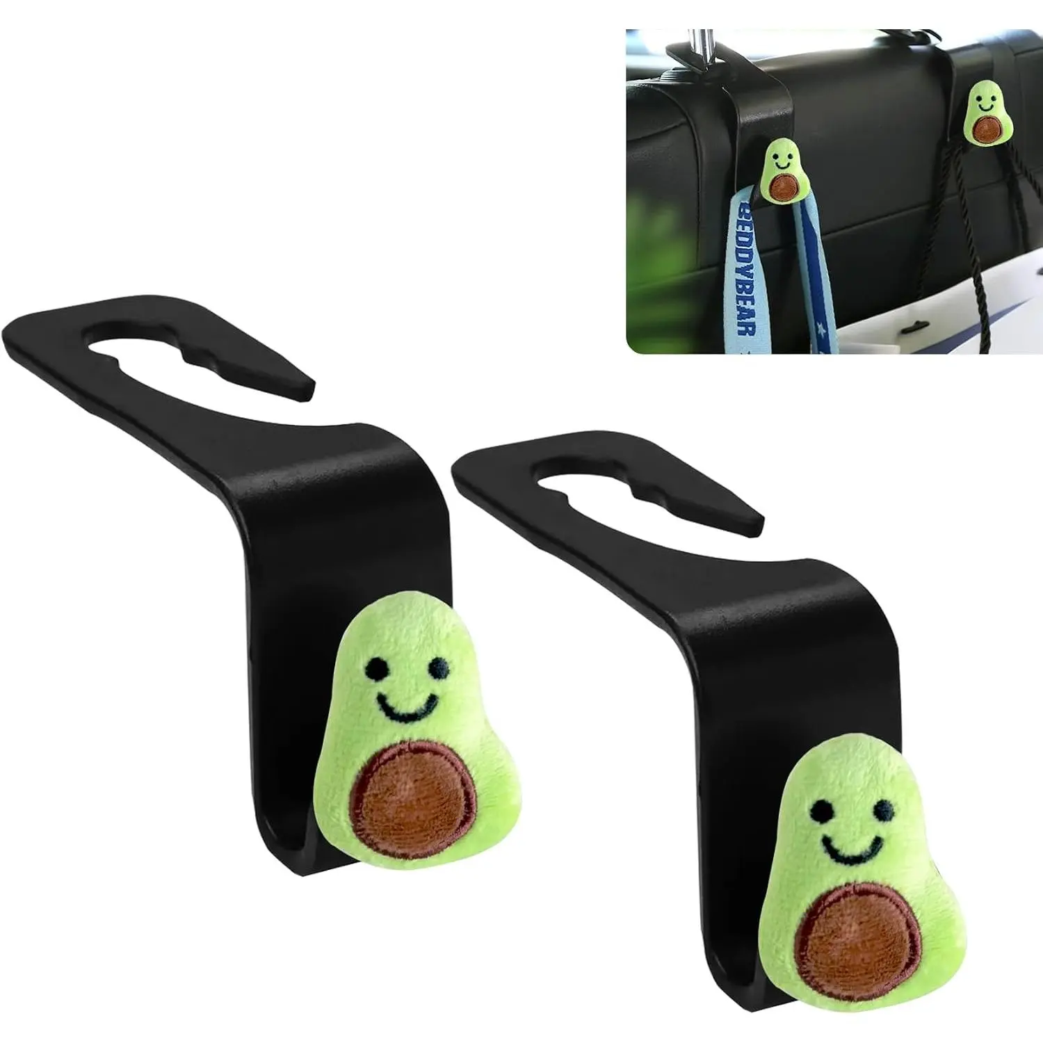 2Pack Avocado  Seat Headrest Hook  Purse Hook  Seat Hooks |  for Handbag Bags Drink Grocery Coat  , Accessories Avocado Gifts for Women Men