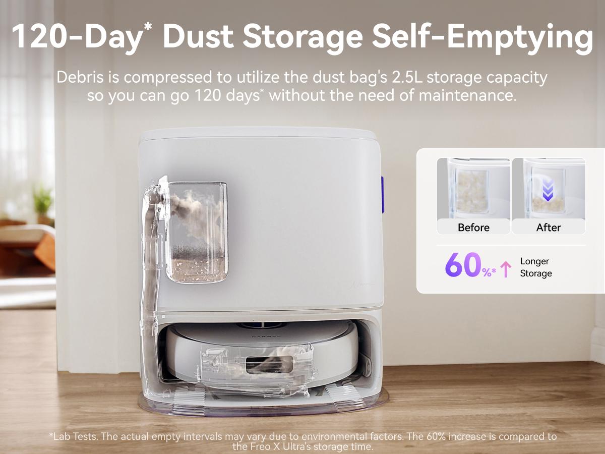 NARWAL Freo Z10 Robot Vacuum and Mop Combo, Tangle Free Robot Mop, 15,000Pa Suction, Adapts to Hard-to-Reach Areas, Self-Emptying, Mop Washing & Drying, Obstacle Avoidance, for Pet Hair & Hard Floor