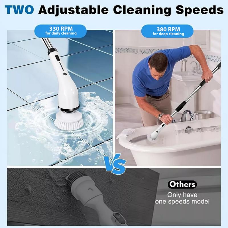 Electric Cleaning Brush, Full-Body IPX7 Waterproof Cordless Electric Spin Scrubber with 4 Replaceable Brush Heads, 2-Speed Shower Scrubber with Adjustable Extension Handle for Bathroom, Kitchen, Toilet, Window, Car, Pool, tiktok shop deals