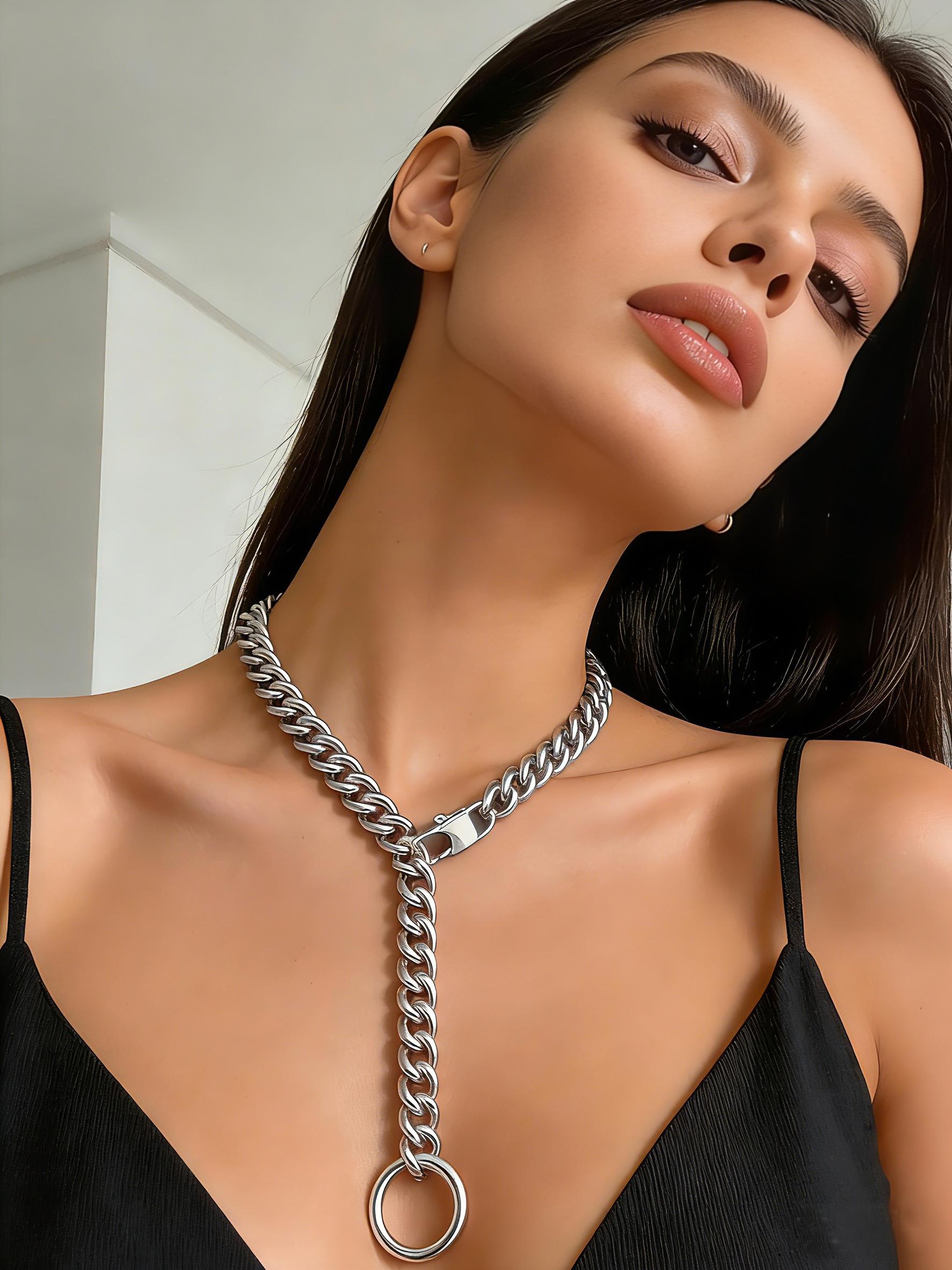 Fashion Women's Silver Color Tail Chain, 11mm Stainless Steel Cuban Necklace, Waterproof, Anti-Allergy, Hip-Hop Style, Valentine's Gift