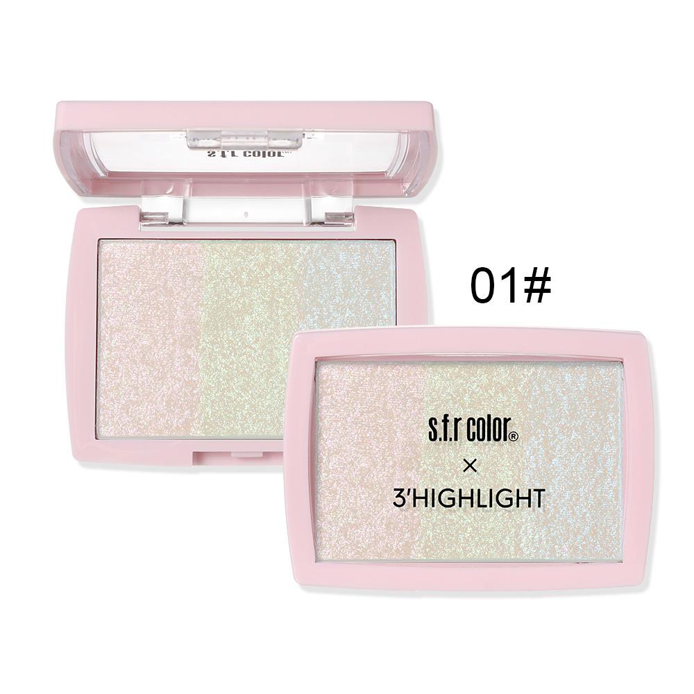Multifunctional Three-Color Highlighter for Cheeks, Waterdrop Finish Korean Makeup, Brightening Face Illuminator, Beauty Essential