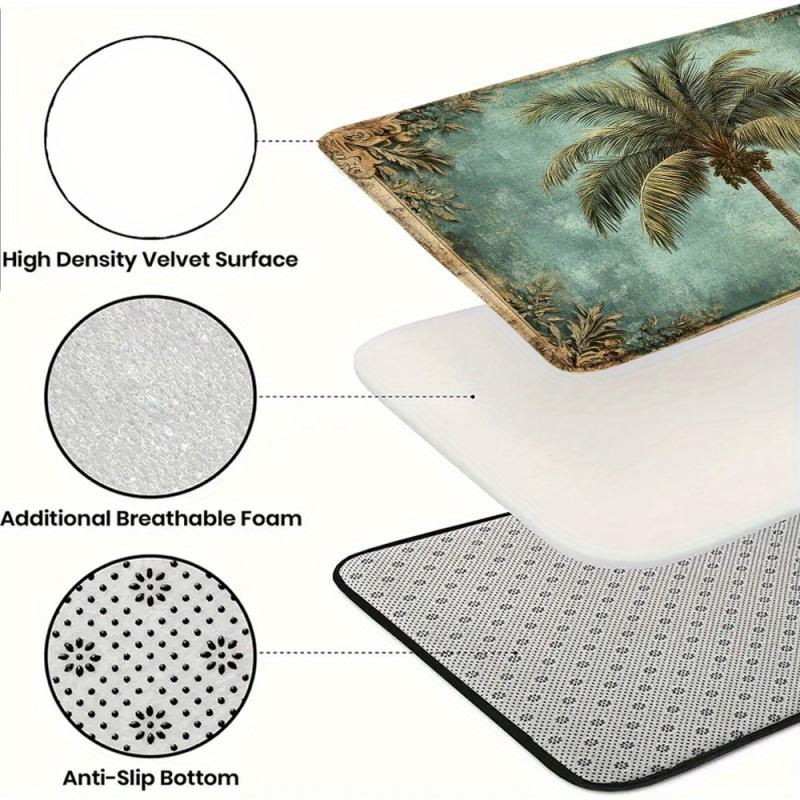 Tropical Retro Palm Tree Bath Mat Teal Background Eco Friendly Skin Friendly Ultra Soft Flannel Floor Rug Premium Non Slip Durable Absorbent Decorative Doormat For Bathroom Bedroom Living Room Kitchen Balcony Entryway Indoor Home Decor set Tropical Retro Palm Tree Bath Mat Teal Background Eco Friendly Skin Friendly Ultra Soft Flannel Floor Rug Premium Non Slip Durable Absorbent Decorative Doormat For Bathroom Bedroom Living Room Kitchen Balcony Entryway Indoor Home Decor set