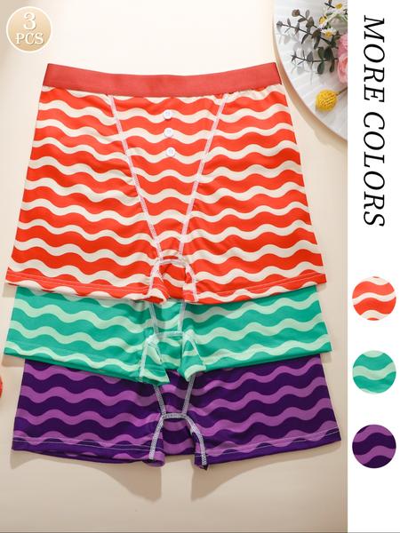 Women's Striped Print Boyshorts, Casual Comfy Breathable Panty for Daily Wear, Underwear for All Seasons, Underwear for Women