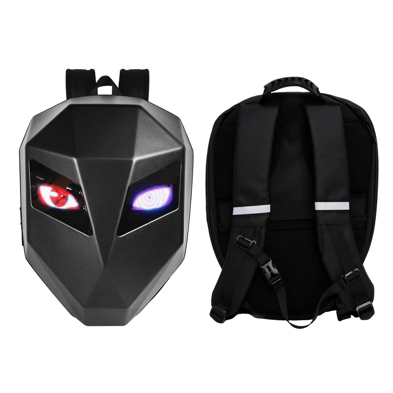 Smart LED Programmable Motorcycle Backpack Waterproof Hard Shell, Large Capacity Full-Size Helmet and Laptop, University Gift Birthday Christmas Gift, University Gift, Cool Gift for Boys, LED Cool Backpack（Requires Self Provided Power）