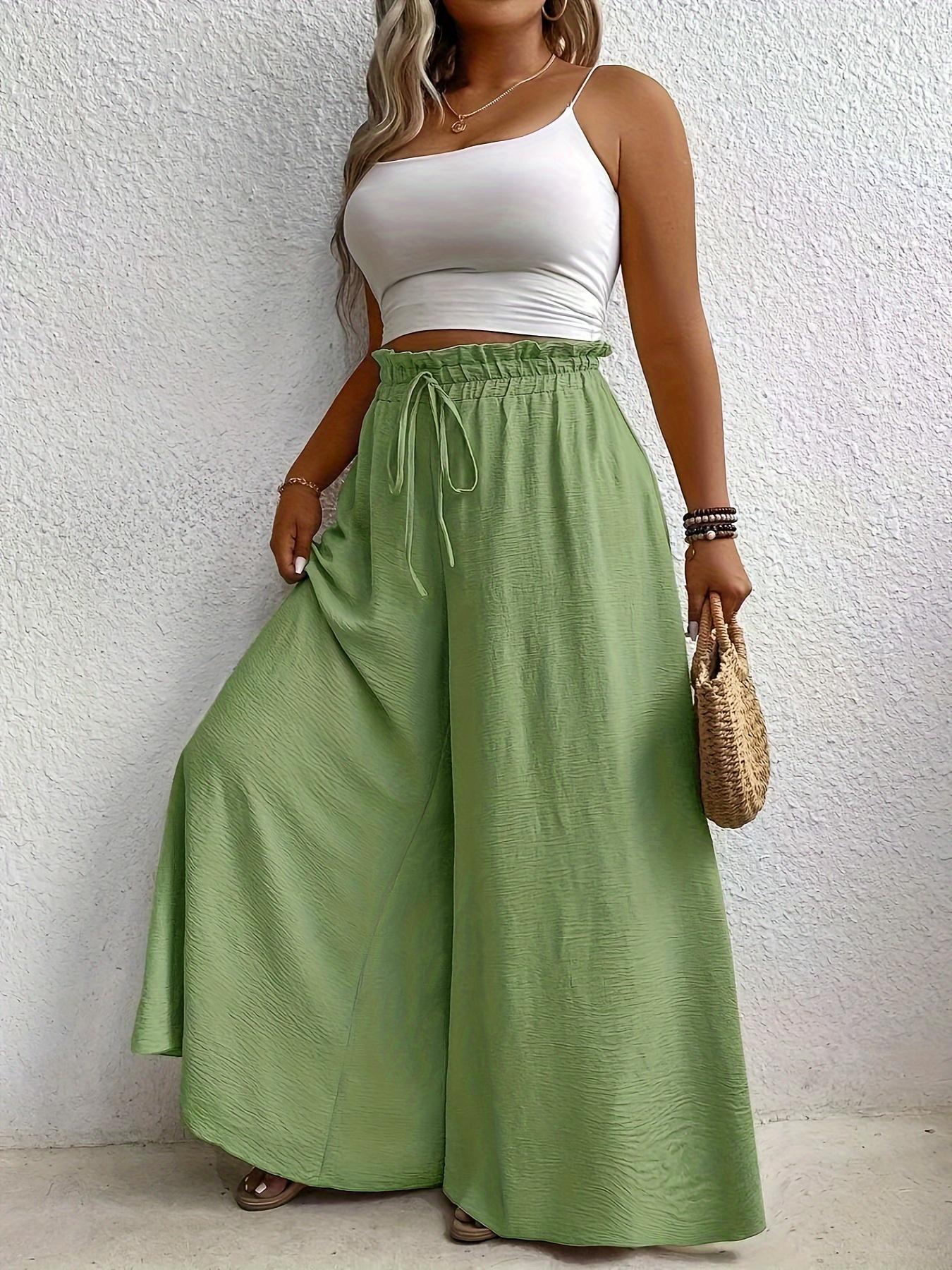 Elegant Plus Size Women's Wide Leg Pants, Loose Fit Commuter Style, Drapey Casual Trousers, Trendy Ladies Fashion Elegant Plus Size Women's Wide Leg Pants, Loose Fit Commuter Style, Drapey Casual Trousers, Trendy Ladies Fashion