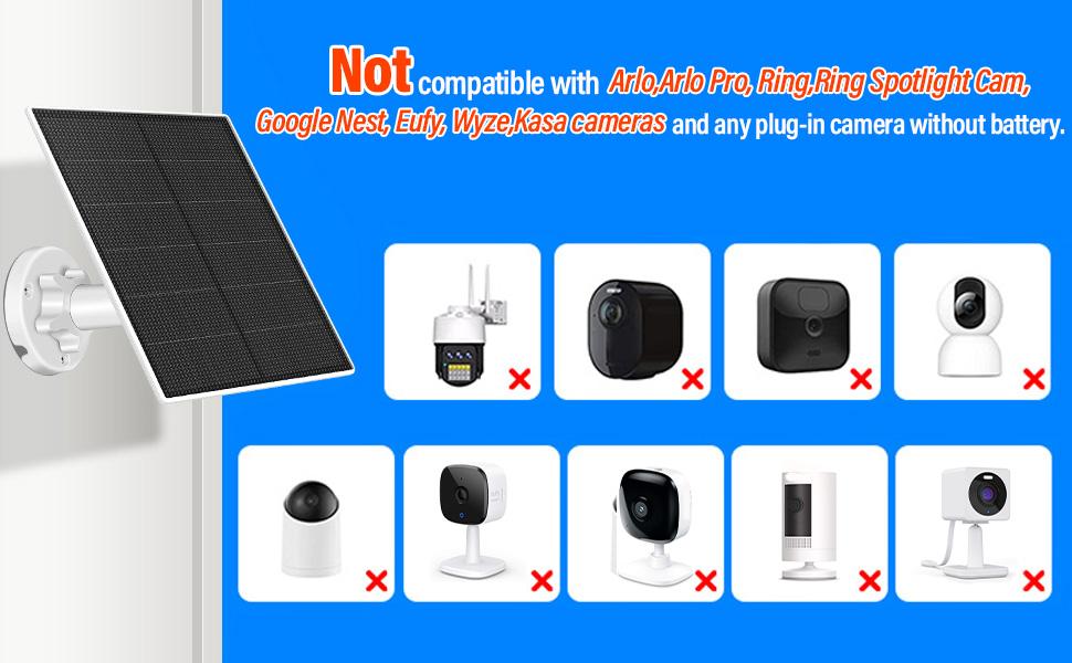 BORNERWHITE 2 Pack Solar Panel for Security Camera, 5W USB Solar Panel Compatible with Rechargeable Battery Camera with Micro USB or USB-C Port,Camera Solar Panel with IP65 Waterproof, 360° Adjustable Bracket, 9.8ft Cable