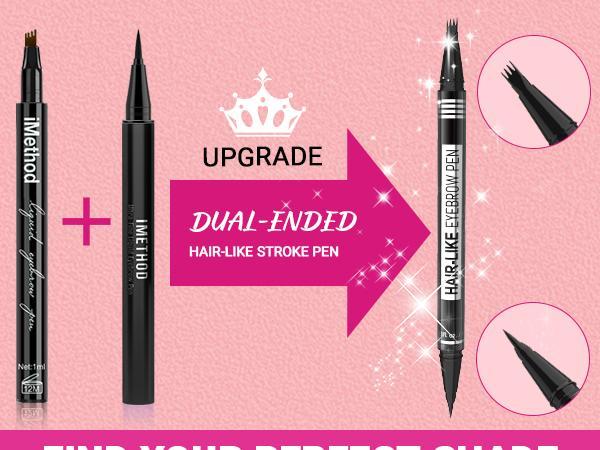 iMethod Microblading Eyebrow Pen - Eyebrow Pencil Magical 2-in-1 Dual-Ended Eye Brow Pencils for Women with 4-Fork-Tip & Precise Brush-Tip