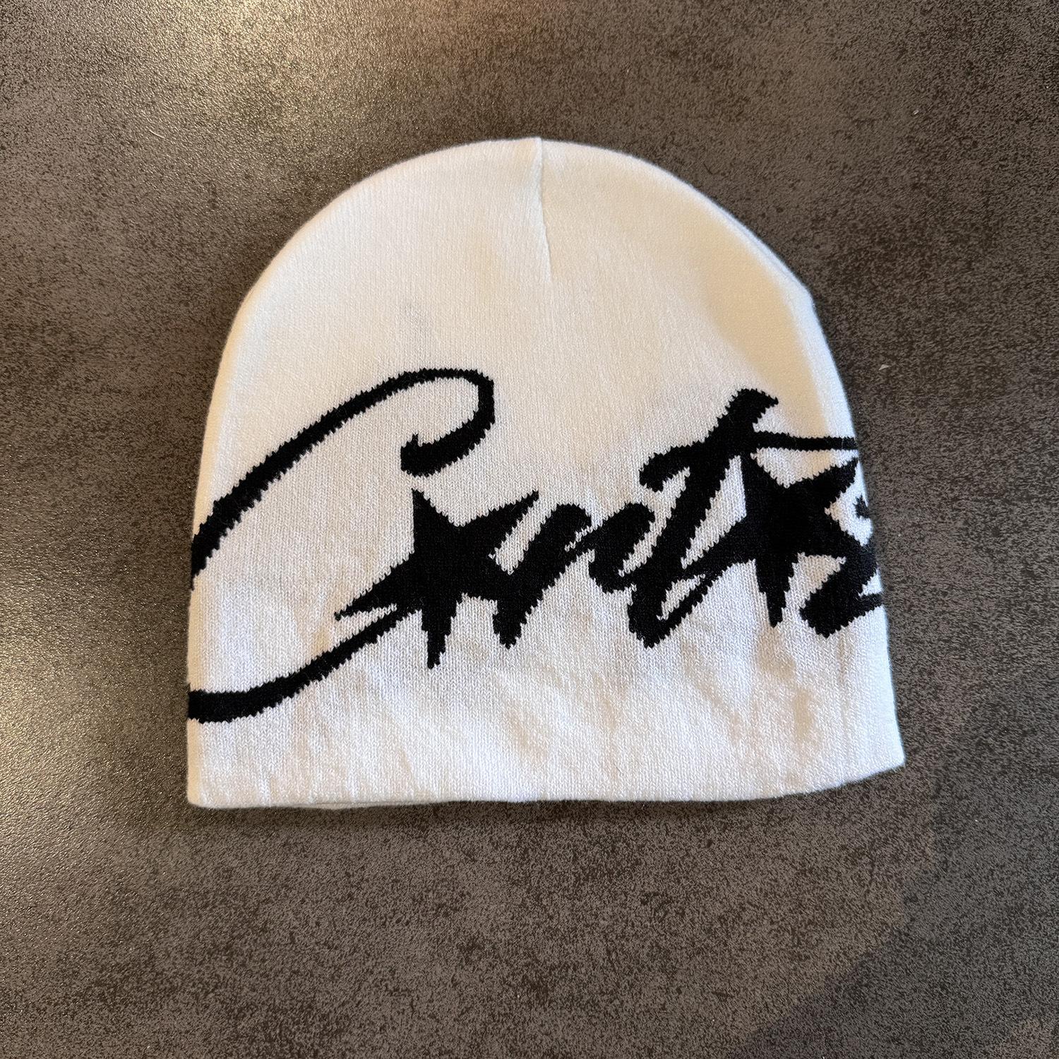 Graffiti Star Knit Beanie - Y2K Streetwear Cuffed Skullcap, Soft Warm Winter Hat for Men & Women, Hip-Hop Style, Multiple Colors