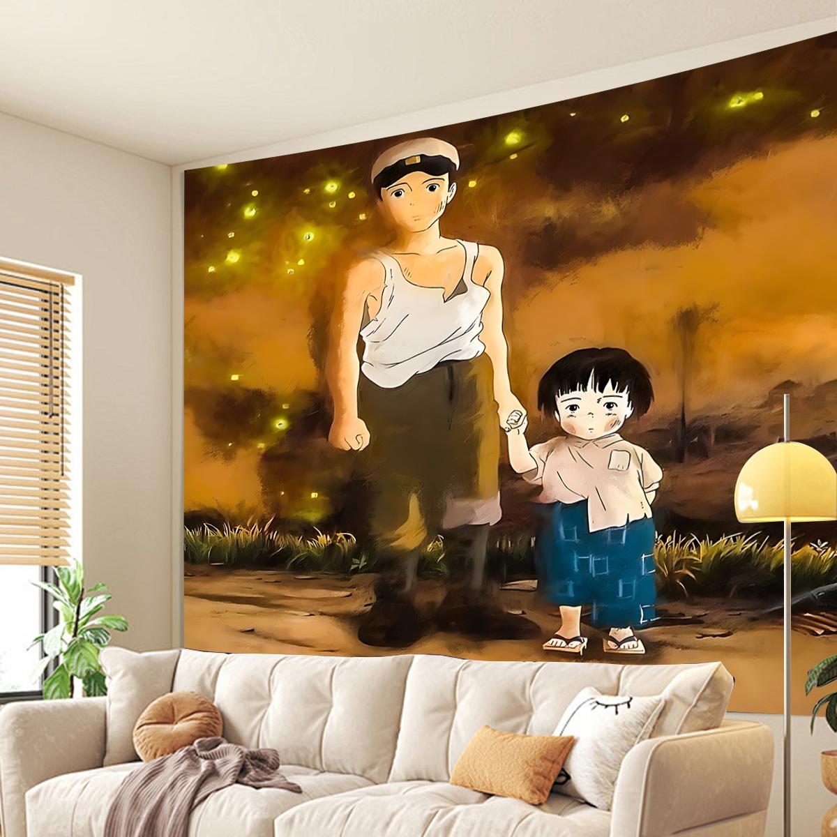 Grave of the Fireflies connection  Tapestry, Exquisite Patterns, Soft Fabrics, Perfect for Sofa or Bed Decoration, Comfortable Home Decoration, Bohemian Home Decoration