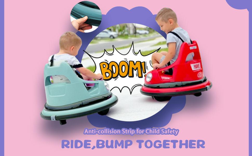 12V ride on bumper car for kids,electric car for kids,1.5-5 Years Old,W/Remote Control, LED Lights, Bluetooth & 360 Degree Spin, Vehicle body with anti-collision padding Five-point Safety Belt,2wd