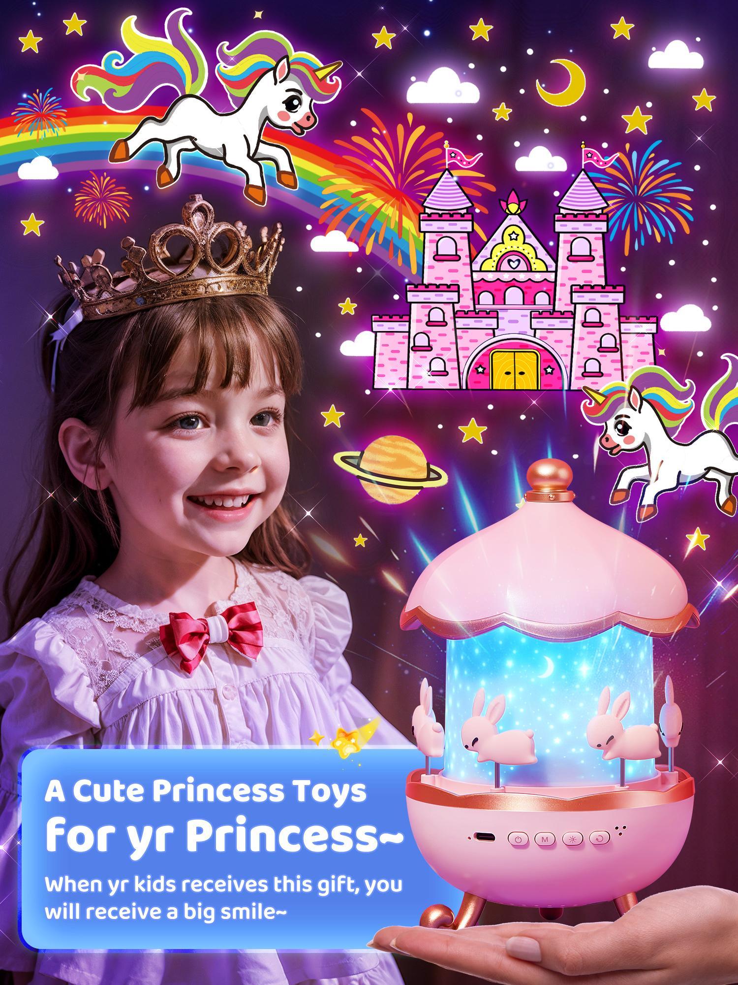 Onefire Night Light For Kids Birthday Gifts 15 Films & 15 White Noises Remote Cartoon Star Projector Lamp Sensory Lights Autistic Children Princess Room Decor Toddler Baby Sound Machine Unicorn Dinosaur Egg Toys Boys Girls Ages 1-10