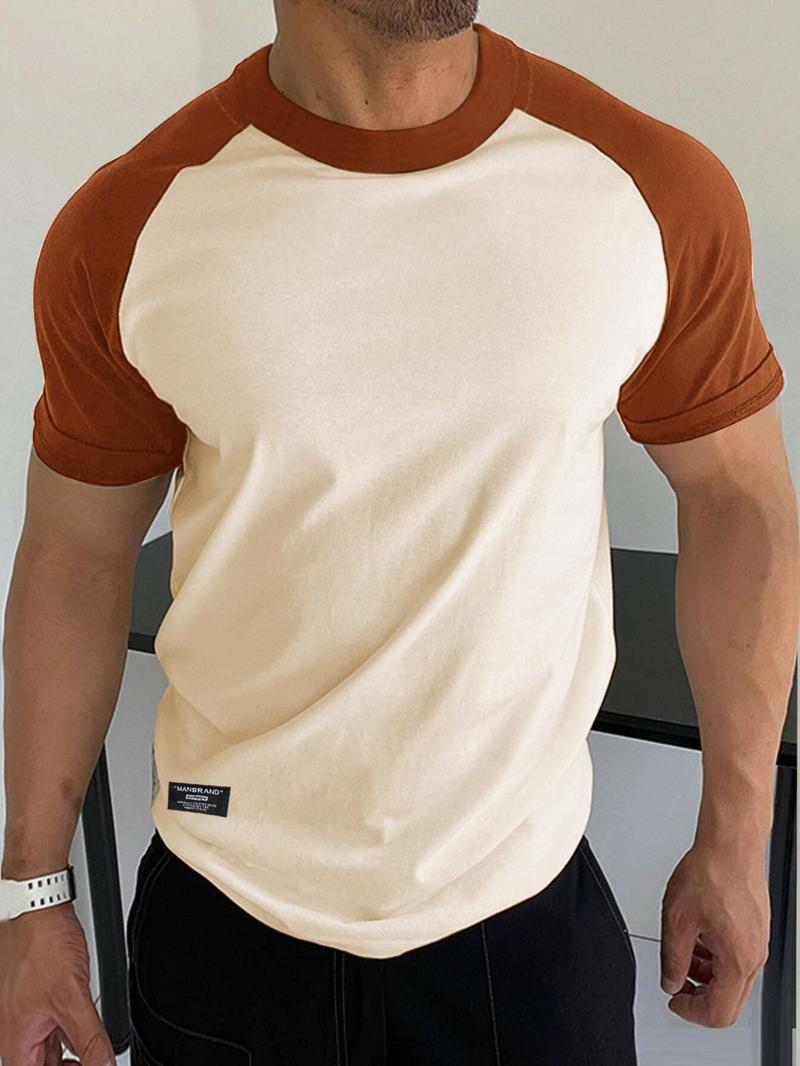 Men's Solid Color Shoulder Sleeve Crew Neck T-Shirt, Ultra Soft Stretch Quality Fabric, Dry Fit Sports Tee for Running & Gym Workouts, Dry Fit Shirts