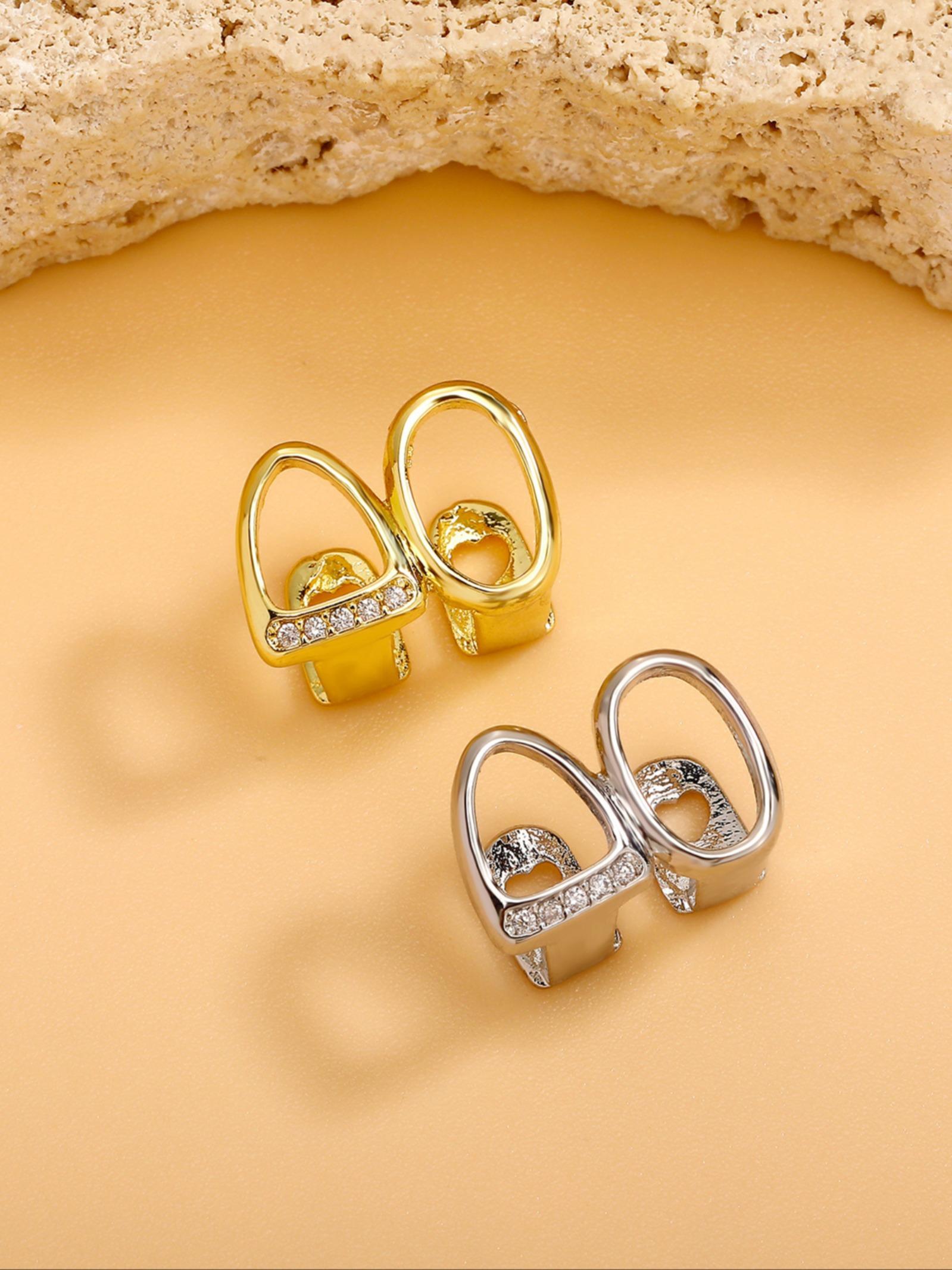 CRUSH CR 18K Gold Plated Open Face Dual Tooth Grillz, Gold/Silver Options Perfect for Y2K Aesthetic Outfits, Brunch Dates Daily Commutes,  Music Festivals, Club Nights TikTok Photoshoots,  Galentine’s Birthday Gift Lightweight Comfortable for All-Day Wear