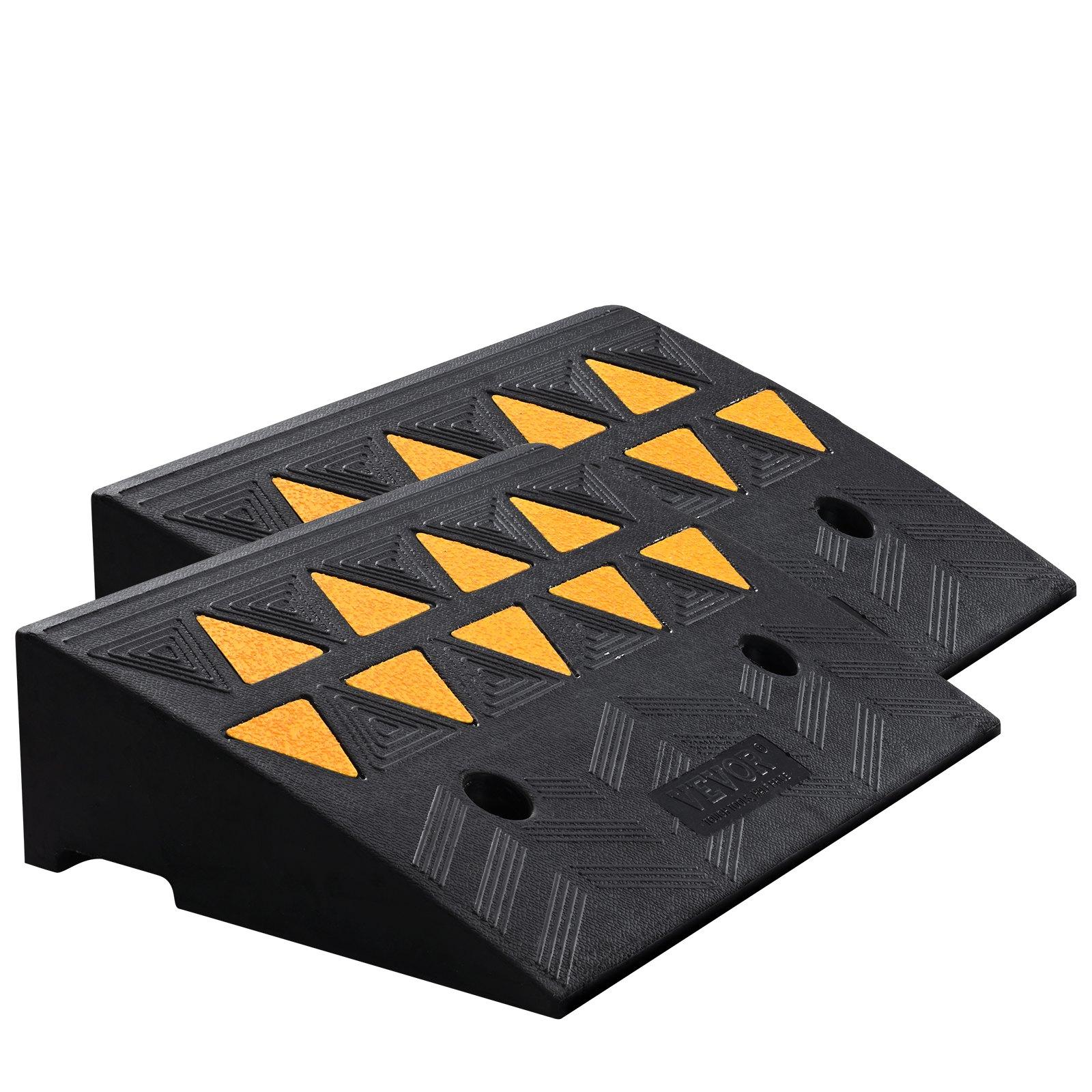Rubber Curb Ramp 2 Pack, 5" Rise Height Heavy-Duty 33069 lbs/15 T Capacity Threshold Ramps, Driveway Ramps with Stable Grid Structure for Cars, Wheelchairs, Bikes, Motorcycles
