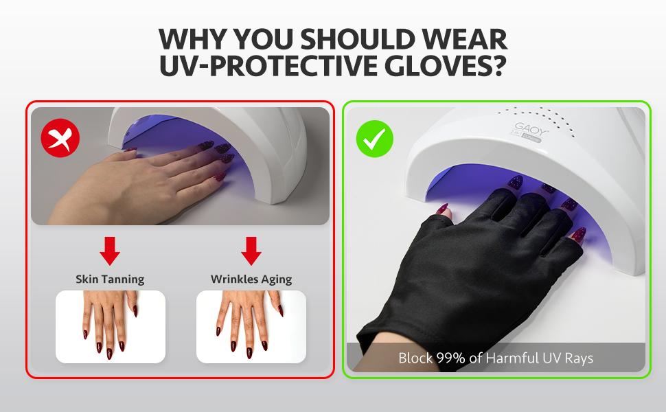 GAOY Anti UV Gloves for Gel Nail Lamp, Professional Fingerless UPF50+ UV Light Protection Gloves for Home DIY & Salon Use Nail Art Accessories GAOY Anti UV Gloves for Gel Nail Lamp, Professional Fingerless UPF50+ UV Light Protection Gloves for Home DIY & Salon Use Nail Art Accessories