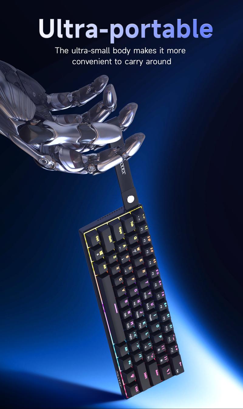 AJAZZ Mini 60% Gaming Mechanical Keyboard Red Switch 61 Key Compact Wired Office Keyboard NK61 Hot Swap Keyboard Ergonomic Mechanical Sense Office Artifact Plug and Play Support Multiple Systems Suitable for Gaming and Office